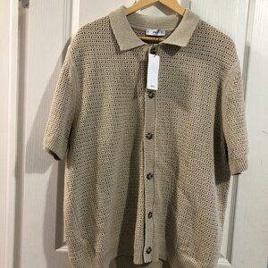 Mango Man NWT Knit Polo Beige XXL quiet luxury